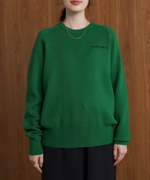 Bou Jeloud(ブージュルード)の「スウエットライク刺繍ニットプルオーバー(スウェット・レディース・オフホワイト/グリーン・FREE)」の13枚目の写真