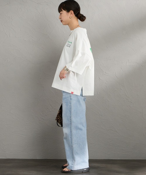 Manhattan Portage（マンハッタンポーテージ）の「[MANHATTAN PORTAGE/マンハッタンポーテージ] 別注 ショート丈 バックプリントTシャツ（Tシャツ/カットソー・レディース・ピンク/ホワイト/ネイビー/ベージュ・F）」の12枚目の写真