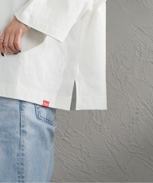 Manhattan Portage（マンハッタンポーテージ）の「[MANHATTAN PORTAGE/マンハッタンポーテージ] 別注 ショート丈 バックプリントTシャツ（Tシャツ/カットソー・レディース・ピンク/ホワイト/ネイビー/ベージュ・F）」の16枚目の写真