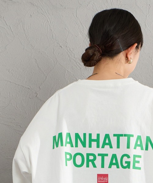 Manhattan Portage（マンハッタンポーテージ）の「[MANHATTAN PORTAGE/マンハッタンポーテージ] 別注 ショート丈 バックプリントTシャツ（Tシャツ/カットソー・レディース・ピンク/ホワイト/ネイビー/ベージュ・F）」の15枚目の写真