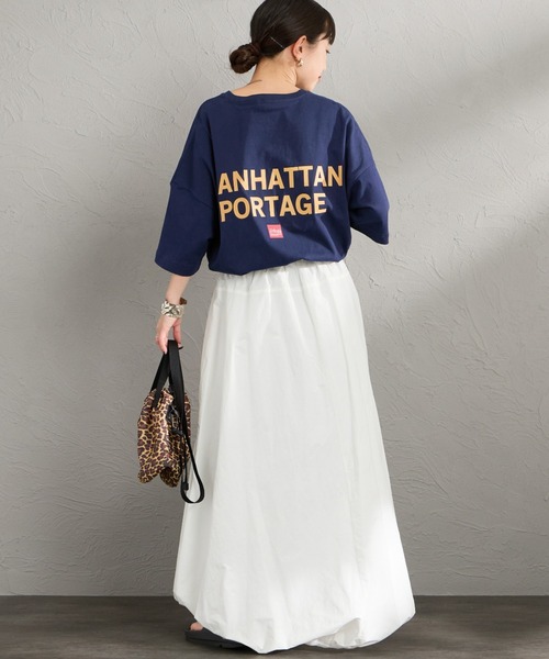 Manhattan Portage（マンハッタンポーテージ）の「[MANHATTAN PORTAGE/マンハッタンポーテージ] 別注 ショート丈 バックプリントTシャツ（Tシャツ/カットソー・レディース・ピンク/ホワイト/ネイビー/ベージュ・F）」の17枚目の写真