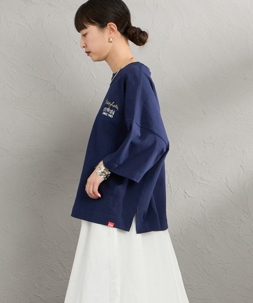 Manhattan Portage（マンハッタンポーテージ）の「[MANHATTAN PORTAGE/マンハッタンポーテージ] 別注 ショート丈 バックプリントTシャツ（Tシャツ/カットソー・レディース・ピンク/ホワイト/ネイビー/ベージュ・F）」の19枚目の写真