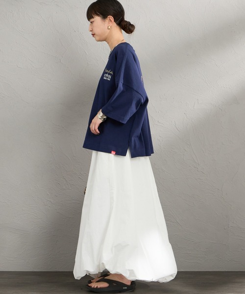 Manhattan Portage（マンハッタンポーテージ）の「[MANHATTAN PORTAGE/マンハッタンポーテージ] 別注 ショート丈 バックプリントTシャツ（Tシャツ/カットソー・レディース・ピンク/ホワイト/ネイビー/ベージュ・F）」の22枚目の写真