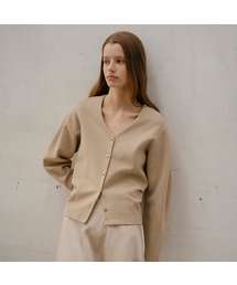 V-neck shirring cardigan [TISP06CD01]_Beige