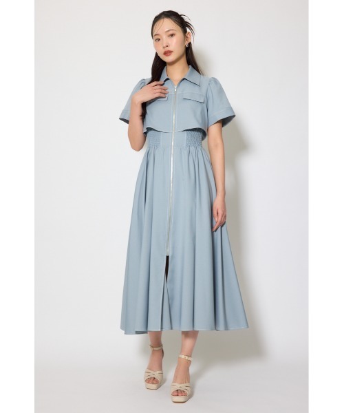 rienda バストフレアワンピース　ライトブルー　Sサイズ 伝説のバズりワンピ】バストフレアワンピース 春服 夏服（ワンピース