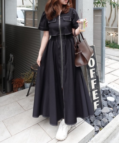 伝説のバズりワンピ】バストフレアワンピース 春服 夏服（ワンピース