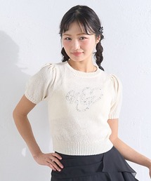 ビジューロゴ半袖ニット