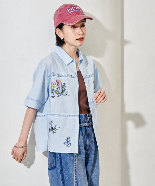 FREAK'S STORE(フリークスストア)の「インド パッチワーク刺繍シャツ(シャツ/ブラウス・レディース・ブラウン/オフホワイト/サックスブルー/ブラック・フリ-)」の12枚目の写真