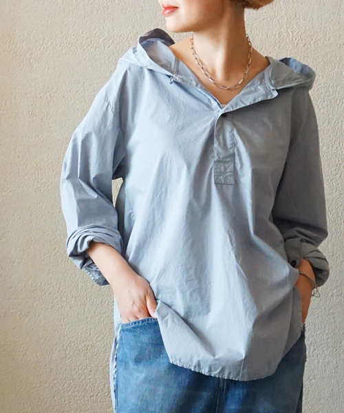 JOURNAL STANDARD LUXE（ジャーナルスタンダード　ラックス）の「【HTS】 COTTON HOODED PULL（シャツ/ブラウス・レディース・レンガ/サックスブルー/ブラック・48）」の2枚目の写真
