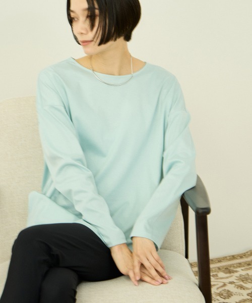 VICKY（ビッキー）の「汗じみ防止/接触冷感　ロングスリーブ（Tシャツ/カットソー・レディース・ブルー/オフホワイト/ライトグレー/チャコールグレー・M）」の4枚目の写真