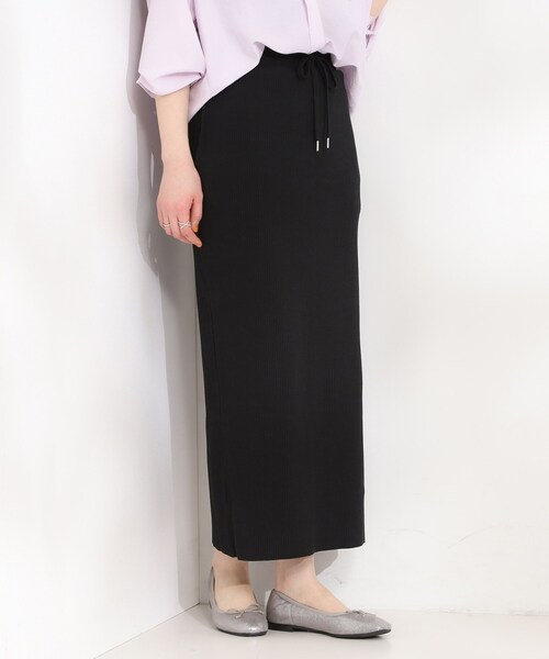 SHOO・LA・RUE（シューラルー）の「【セルフカット可能/洗濯機可/S-LL】テレコナロースカート（スカート・レディース・オレンジ/ブルー/グレー/ブラック・01/04/03/02）」の2枚目の写真