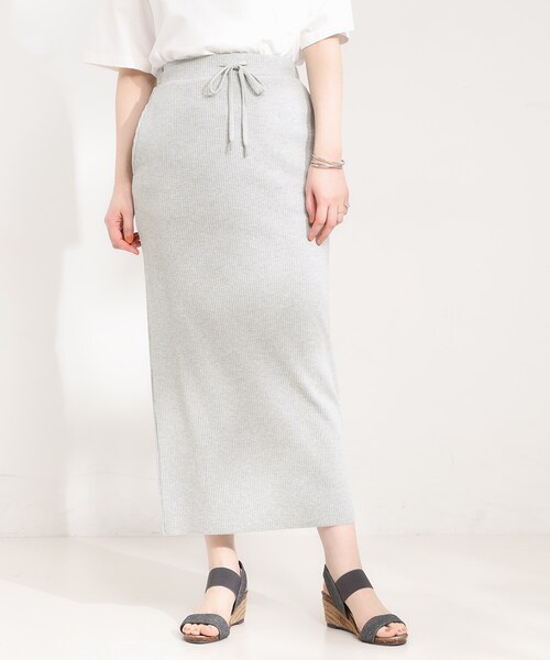 SHOO・LA・RUE（シューラルー）の「【セルフカット可能/洗濯機可/S-LL】テレコナロースカート（スカート・レディース・オレンジ/ブルー/グレー/ブラック・01/04/03/02）」の5枚目の写真