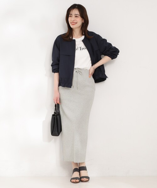 SHOO・LA・RUE（シューラルー）の「【セルフカット可能/洗濯機可/S-LL】テレコナロースカート（スカート・レディース・オレンジ/ブルー/グレー/ブラック・01/04/03/02）」の7枚目の写真