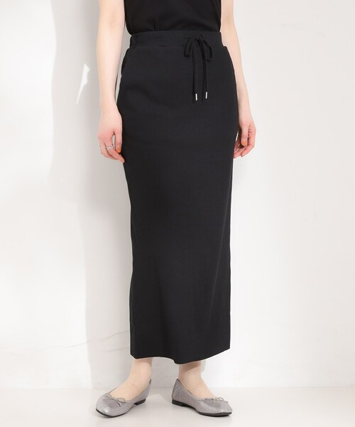 SHOO・LA・RUE（シューラルー）の「【セルフカット可能/洗濯機可/S-LL】テレコナロースカート（スカート・レディース・オレンジ/ブルー/グレー/ブラック・01/04/03/02）」の9枚目の写真