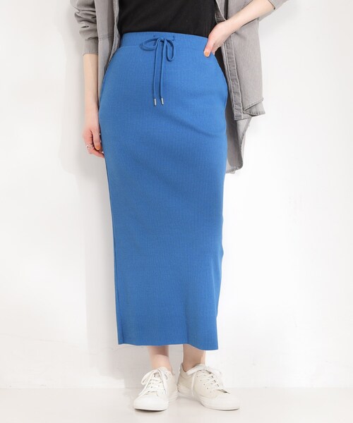 SHOO・LA・RUE（シューラルー）の「【セルフカット可能/洗濯機可/S-LL】テレコナロースカート（スカート・レディース・オレンジ/ブルー/グレー/ブラック・01/04/03/02）」の17枚目の写真