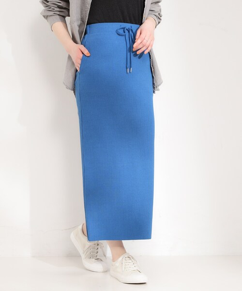 SHOO・LA・RUE（シューラルー）の「【セルフカット可能/洗濯機可/S-LL】テレコナロースカート（スカート・レディース・オレンジ/ブルー/グレー/ブラック・01/04/03/02）」の18枚目の写真