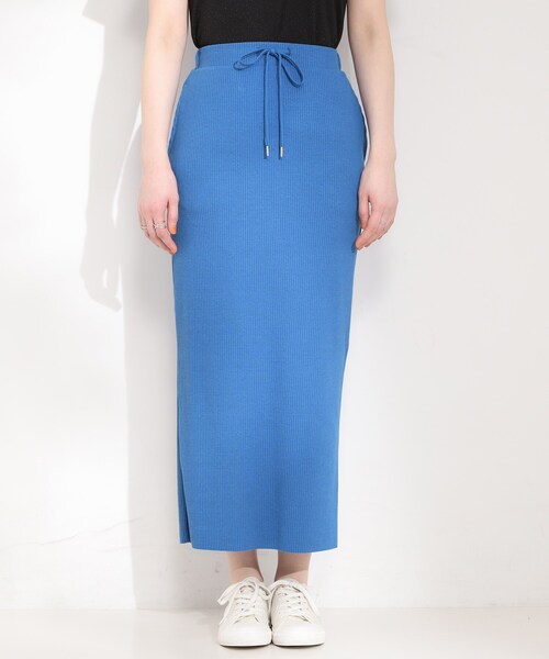 SHOO・LA・RUE（シューラルー）の「【セルフカット可能/洗濯機可/S-LL】テレコナロースカート（スカート・レディース・オレンジ/ブルー/グレー/ブラック・01/04/03/02）」の21枚目の写真
