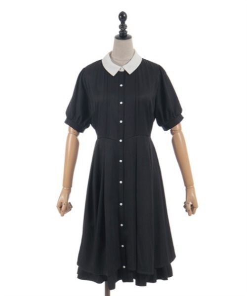 axes femme POETIQUE（アクシーズファムポエティック）の「ブローチ付きバイカラーＯＰ（ワンピース・レディース・グレイッシュベージュ/ブラック/ネイビー・MEDIUM）」の11枚目の写真