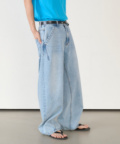 NOUN(ノウン)の「balanced denim pants (light blue)(デニムパンツ・メンズ・その他・0/1/2)」の1枚目の写真