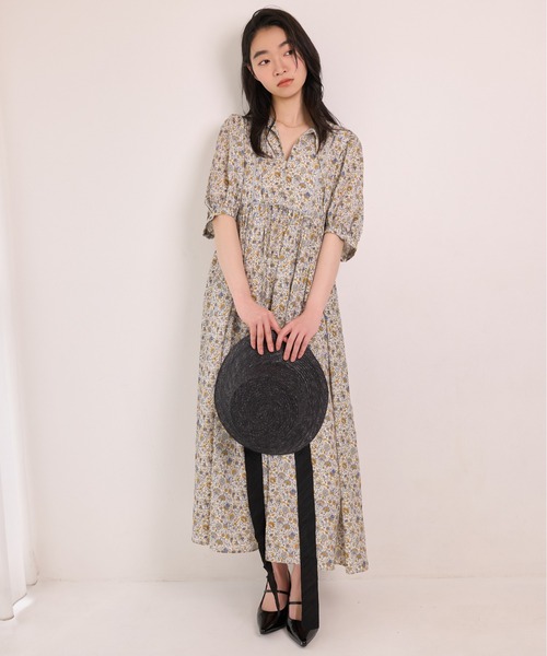mysty woman(ミスティウーマン)の「更紗柄ボリュームスリーブワンピース 678875(ワンピース・レディース・オフホワイト/ブラック/オレンジ・FREE)」の10枚目の写真