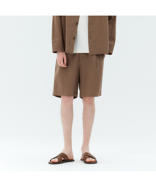 MINDBRIDGE(マインドブリッジ)の「リラックスフィットリネンフルバンディングハーフパンツ - 2カラー MYHP3133(その他パンツ・メンズ・ライトベージュ/ブラウン・36/34/32/30/29)」の2枚目の写真