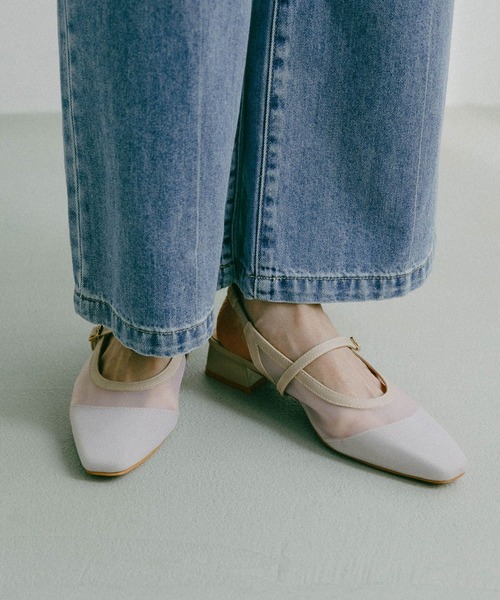 GLOBAL WORK（グローバルワーク）の「らくっションチュールパンプス/658827（パンプス・レディース・アイボリー/ブラック・M(23.5cm)/L(24.5cm)）」の12枚目の写真