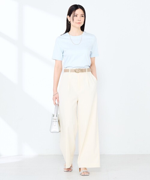 NOLLEY’S Sophi（ノーリーズソフィ）の「《手洗い可能》W&Wベイシック丈Tシャツ（Tシャツ/カットソー・レディース・ダークブラウン/ダークネイビー/ホワイト/サックスブルー・38）」の20枚目の写真