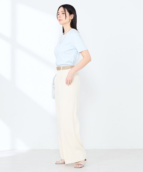 NOLLEY’S Sophi（ノーリーズソフィ）の「《手洗い可能》W&Wベイシック丈Tシャツ（Tシャツ/カットソー・レディース・ダークブラウン/ダークネイビー/ホワイト/サックスブルー・38）」の21枚目の写真