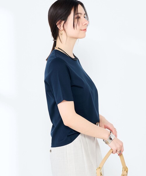 NOLLEY’S Sophi（ノーリーズソフィ）の「《手洗い可能》W&Wベイシック丈Tシャツ（Tシャツ/カットソー・レディース・ダークブラウン/ダークネイビー/ホワイト/サックスブルー・38）」の13枚目の写真