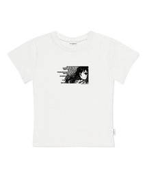 フレームガールプリントスリムフィット半袖Tシャツアイボリー