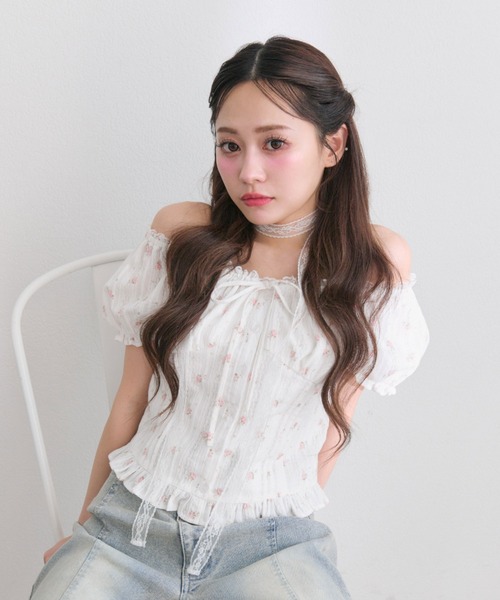 OLIVE des OLIVE(オリーブデオリーブ)の「リボンパフブラウス(シャツ/ブラウス・レディース・ブラック/ピンク/ホワイト・FREE)」の13枚目の写真
