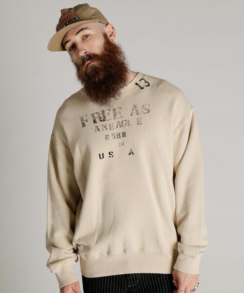 Schott(ショット)の「Schott/ショット/CREW SWEAT RANDOM STENCIL/クルー スウェット ランダム ステンシル(スウェット・メンズ・ベージュ/グレー・M/L/XL/2XL)」の2枚目の写真