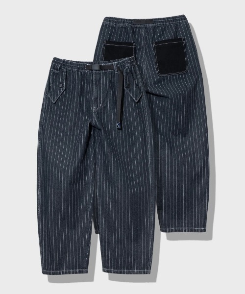 Mountain Mania（マウンテンマニア）の「Mountain Mania/マウンテンマニア　Pin-Stripe Denim Pants（デニムパンツ・メンズ・ブラック/ライトインディゴブルー・X-LARGE/LARGE/MEDIUM）」の2枚目の写真