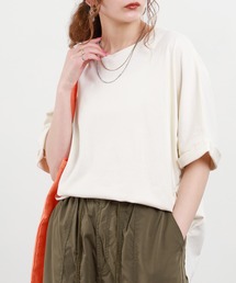 USAコットン袖ロールアップオーバーサイズTシャツ 半袖