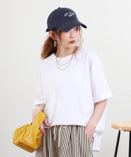 FUNALIVE（ファンアライブ）の「USAコットン袖ロールアップオーバーサイズTシャツ 半袖（Tシャツ/カットソー・レディース・アイボリー/ホワイト・F）」の3枚目の写真