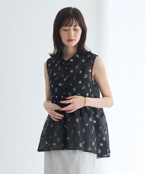 YECCA VECCA(イェッカヴェッカ)の「シアージャガードペプラムブラウス(シャツ/ブラウス・レディース・アイボリー/ブラック・FREE)」の9枚目の写真