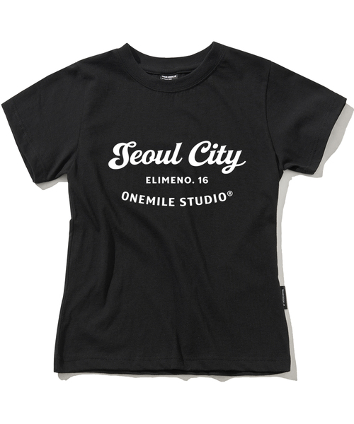 ELIMENO(エリメノ)の「EL ソウルシティ スリムフィット 半袖Tシャツ 2カラー(Tシャツ/カットソー・レディース・ホワイト/ブラック・1/2/3)」の1枚目の写真