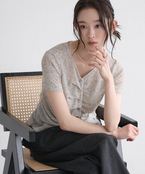 raffime(ラフィミー)の「【Raffime】フロントギャザーシアートップス(Tシャツ/カットソー・レディース・グリーン/ブラウン/アイボリー/グレー・フリー)」の14枚目の写真