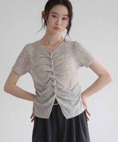 raffime(ラフィミー)の「【Raffime】フロントギャザーシアートップス(Tシャツ/カットソー・レディース・グリーン/ブラウン/アイボリー/グレー・フリー)」の20枚目の写真