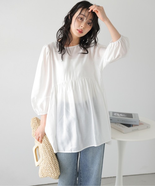 SUGAR BISKET(シュガービスケット)の「シアーチュニックブラウス(シャツ/ブラウス・レディース・ブラック/ホワイト・フリー)」の5枚目の写真