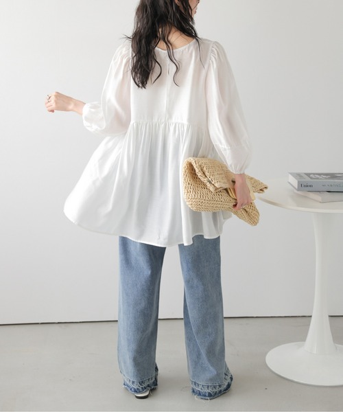 SUGAR BISKET(シュガービスケット)の「シアーチュニックブラウス(シャツ/ブラウス・レディース・ブラック/ホワイト・フリー)」の7枚目の写真