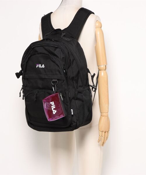 FILA(フィラ)の「【FILA/フィラ】【大容量29L A4サイズ対応】クリアポーチ付きバックパック 通勤・通学 PCポケット 部活 韓国ファッション ストリート(バックパック/リュック・メンズ・パープル/ブラック/サックスブルー・FREE)」の6枚目の写真