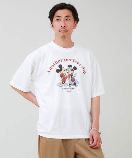 GLOSTER(グロスター)の「【ユニセックスで着れる】梨地ミッキー&ミニープリント Tシャツ(Tシャツ/カットソー・メンズ・ブラック/オフホワイト・M/L)」の15枚目の写真