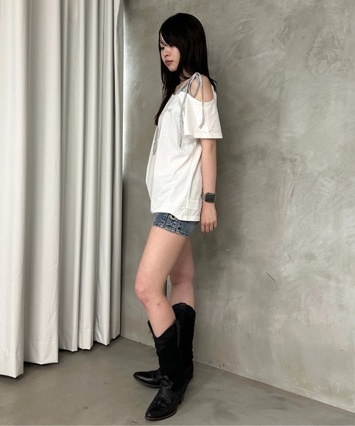sedacle girl(セダクルガール)の「オフショルナンバリングT(Tシャツ/カットソー・レディース・オフホワイト・FREE)」の9枚目の写真