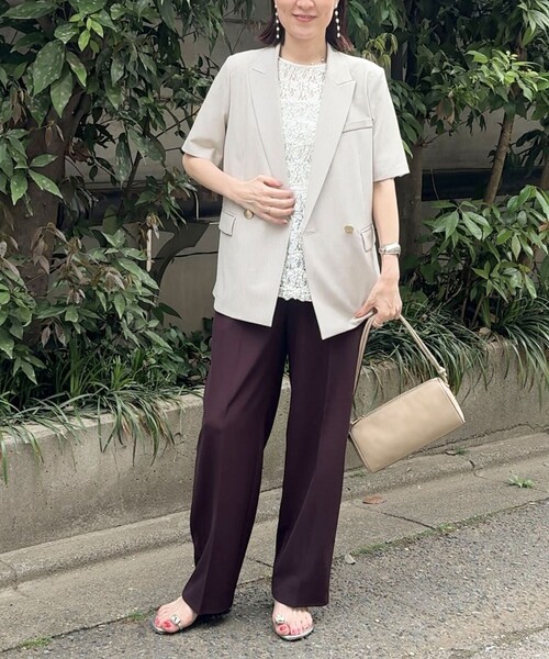 NOLLEY’S Sophi（ノーリーズソフィ）の「《セットアップ対応》ウォッシャブルドライツイルハーフスリーブジャケット（テーラードジャケット・レディース・ホワイト/ベージュ・38/36）」の10枚目の写真