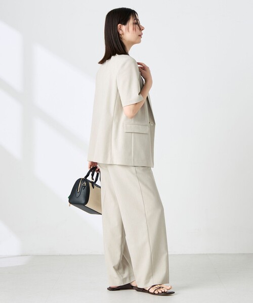 NOLLEY’S Sophi（ノーリーズソフィ）の「《セットアップ対応》ウォッシャブルドライツイルハーフスリーブジャケット（テーラードジャケット・レディース・ホワイト/ベージュ・38/36）」の14枚目の写真
