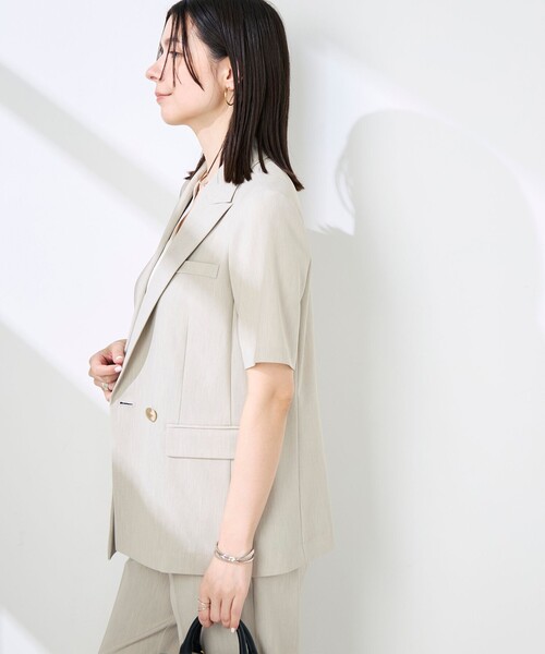 NOLLEY’S Sophi(ノーリーズソフィ)の「《セットアップ対応》ウォッシャブルドライツイルハーフスリーブジャケット(テーラードジャケット・レディース・ホワイト/ベージュ・38/36)」の21枚目の写真