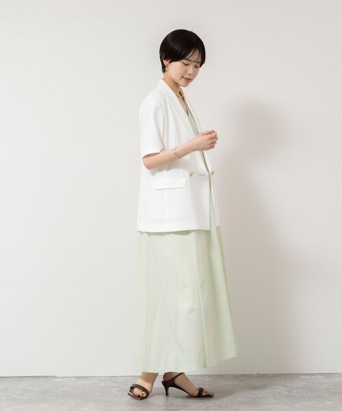 NOLLEY’S Sophi(ノーリーズソフィ)の「《セットアップ対応》ウォッシャブルドライツイルハーフスリーブジャケット(テーラードジャケット・レディース・ホワイト/ベージュ・38/36)」の3枚目の写真