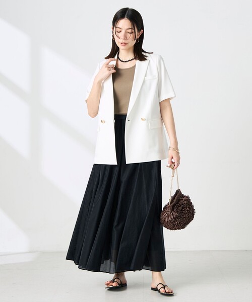 NOLLEY’S Sophi(ノーリーズソフィ)の「《セットアップ対応》ウォッシャブルドライツイルハーフスリーブジャケット(テーラードジャケット・レディース・ホワイト/ベージュ・38/36)」の10枚目の写真