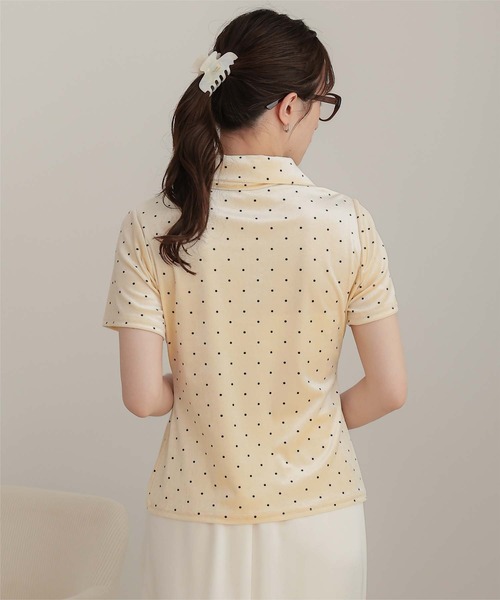 miette(ミエット)の「ポロ襟ドットベロアトップス(Tシャツ/カットソー・レディース・チャコール/ホワイト系その他/ブラウン・S/L/M)」の8枚目の写真